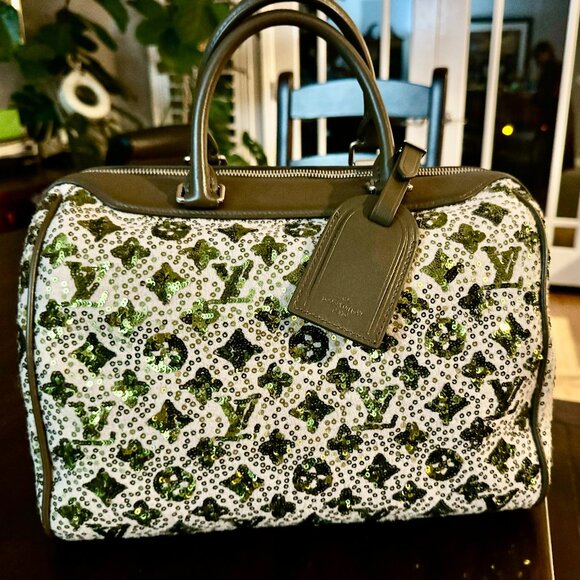 Louis Vuitton Sequin Monogram Sunshine Express Speedy 30 Kaki - Picture 1 of 8